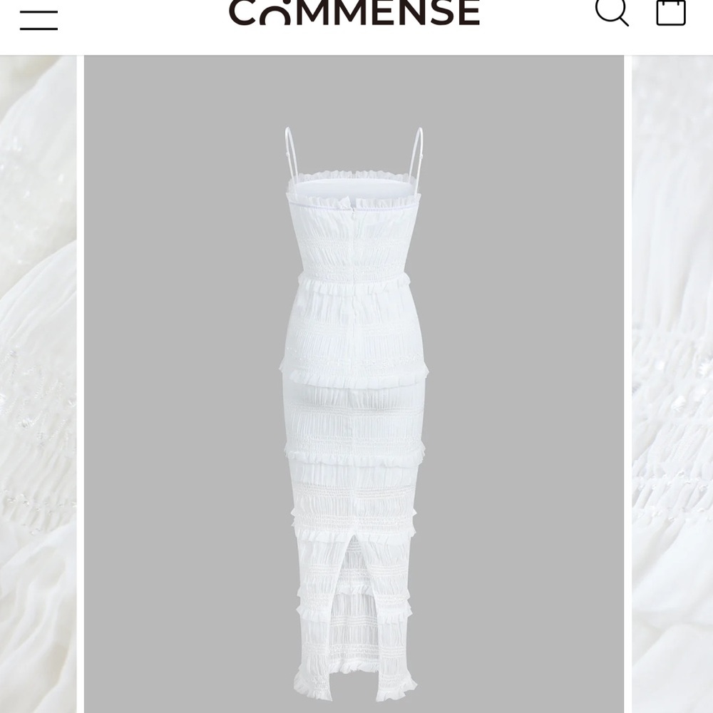 Commense White Ruffle Zippered Midi Dress - Picture 3 of 3